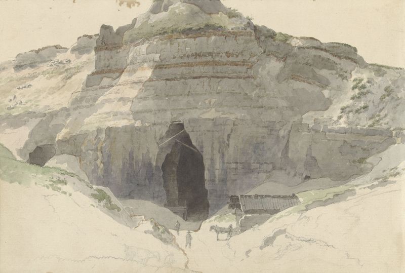 Steengroeve by Abraham Teerlink, depicting a quarry landscape with workers, oil painting