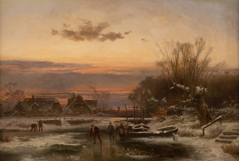 Escena de género con figuras alrededor de luz de vela de Hugo Veit
