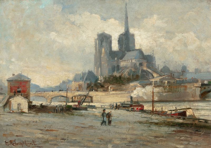 Notre Dame de Paris de Edmund Aubrey Hunt, que representa la arquitectura gótica.