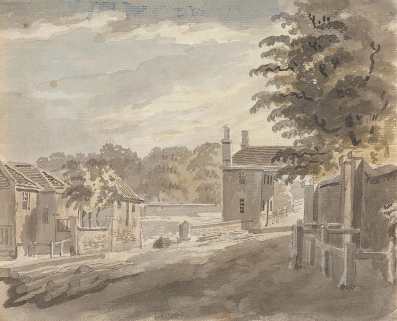 The Fulham End of Putney Bridge by James Miller, oil on canvas depicting a serene landscape.