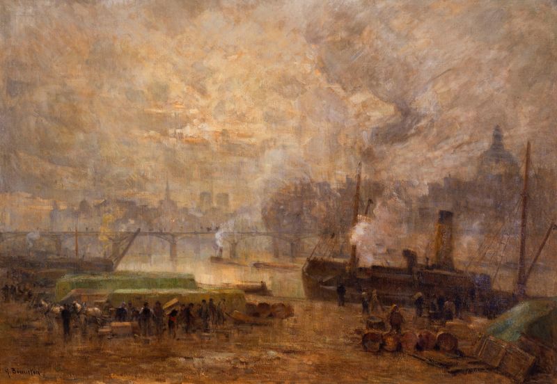 La Seine, au port Saint-Nicolas de Germain Eugène Bonneton, impressionismo, paisagem