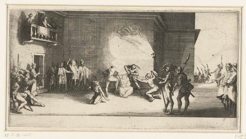 Grabado de Jacques Callot que muestra una figura coronada con espinas, simbolizando el dolor y la resiliencia.