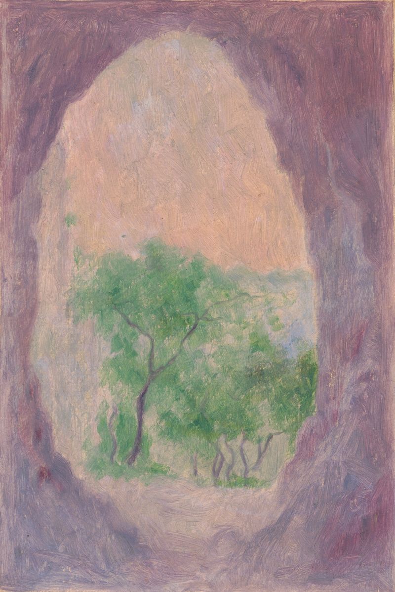 Landscape I de Dezider Czölder, óleo sobre lienzo que muestra colinas y vegetación exuberante