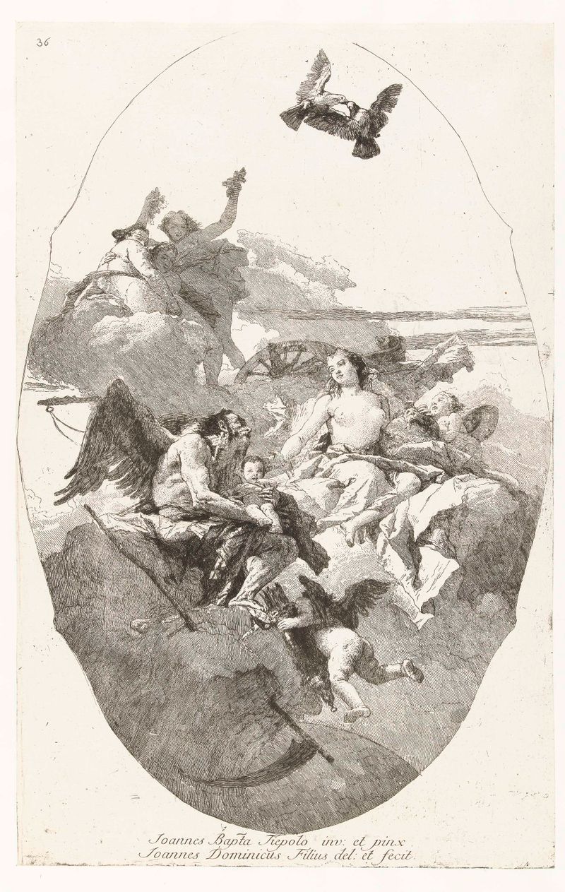 Allegory with Venus and Time, grabado de Giovanni Domenico Tiepolo