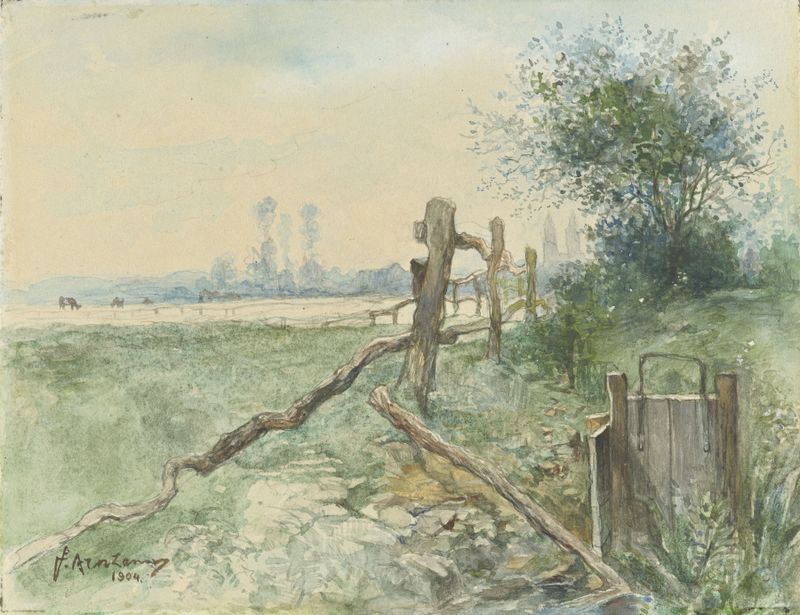 Pastoral landscape with a ditch, oil on canvas by Floris Arntzenius