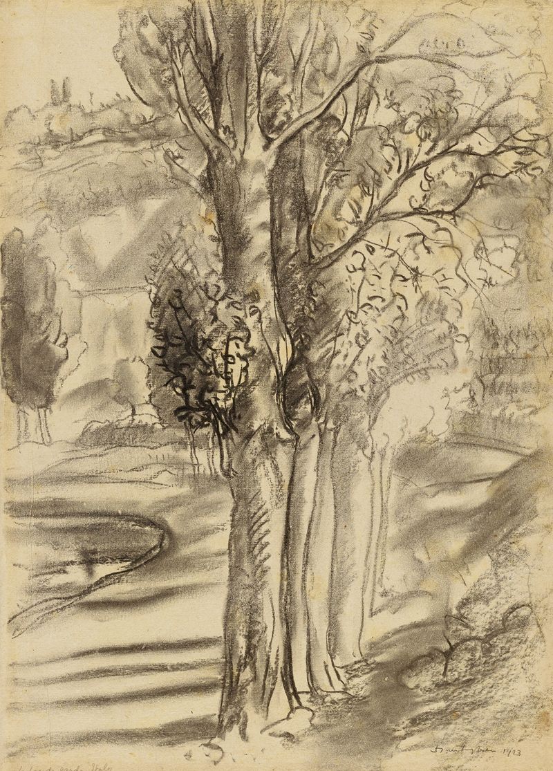 Paisagem do Lago de Garda, Itália de Donald Shaw MacLaughlan, óleo sobre tela