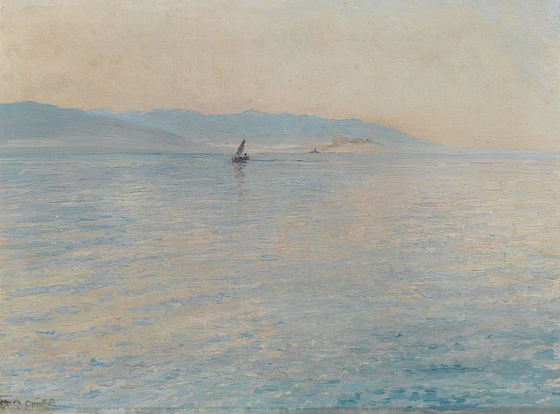 Calm sea, Bonaca by Menci Clement Crnčić, impressionism, depicting serene water and horizon.