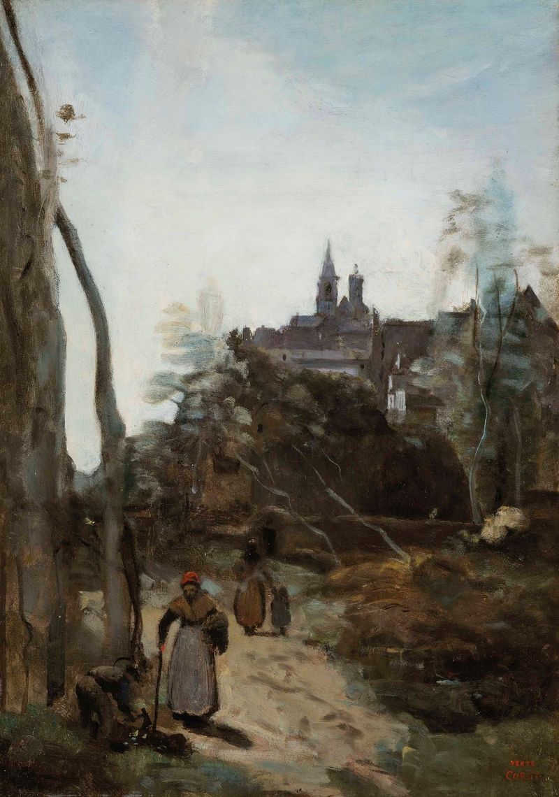 Paisagem de Semur, le chemin d’église por Jean-Baptiste-Camille Corot, óleo sobre tela