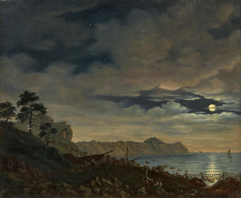 Paisaje de Rügen con mar y cielo, óleo sobre lienzo de Johann Friedrich Boeck