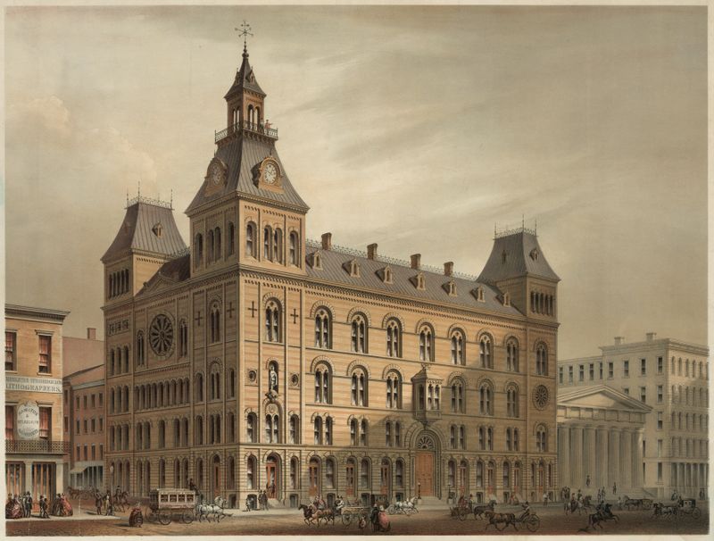 The Masonic Temple, Cincinnati, Ohio, litografía de Strobridge & Co. Lith.