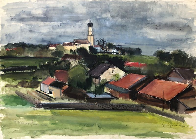 Paisagem de Schondorf am Ammersee de Otto Geigenberger, óleo sobre tela