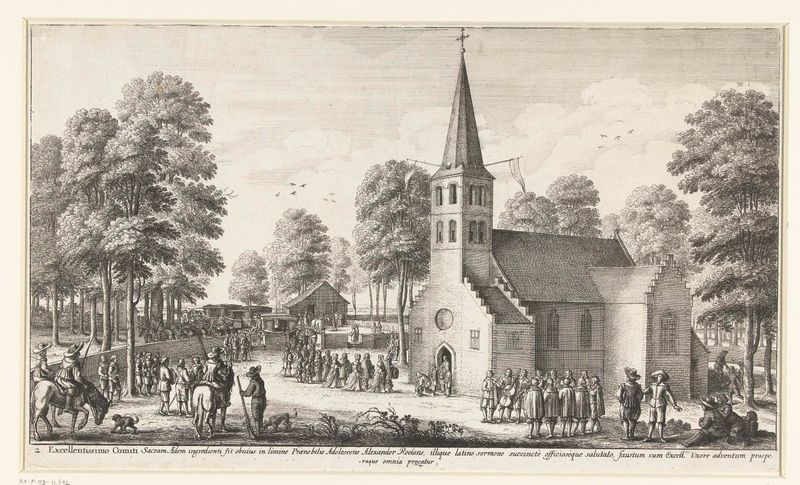 Gravura de Wenceslaus Hollar mostrando o conde e a condessa indo para a igreja.