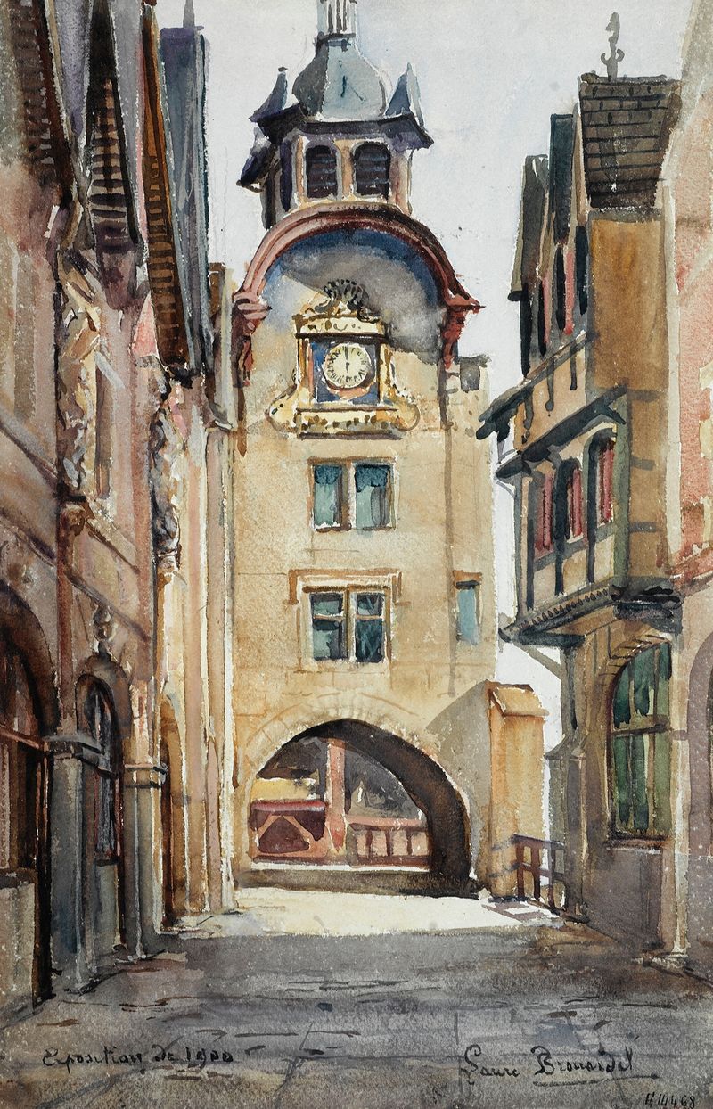 Genre scene depicting the 1900 exposition in Paris by Laure Brouardel, oil painting