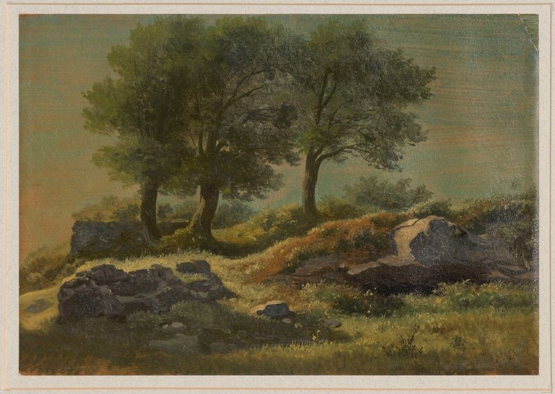 Tres árboles en un paisaje de Arthur Blaschnik, 1853, pintura al óleo