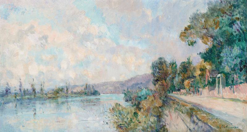 Landscape of the Seine river by Albert Lebourg, oil on canvas