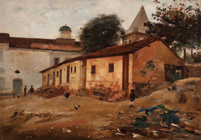 Morro de São Bento de Eliseu Visconti, óleo que muestra montañas y vegetación exuberante.