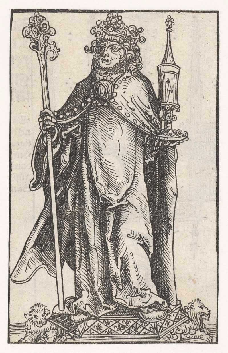 Cena religiosa com um rei e relicário, papel de Lucas Cranach (I)
