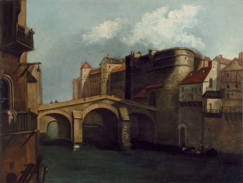 Le Petit-Châtelet et le Petit-Pont, Dutch Golden Age, Unknown Artist, arquitetura, cena de rio