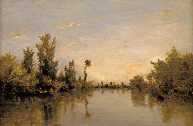 Landscape of the Seine at dawn, oil on canvas by Charles François Daubigny