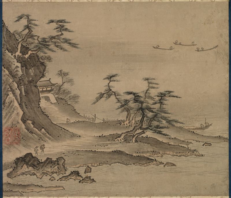 Paisagem com colinas e água de Kenkō Shōkei, Ukiyo-e