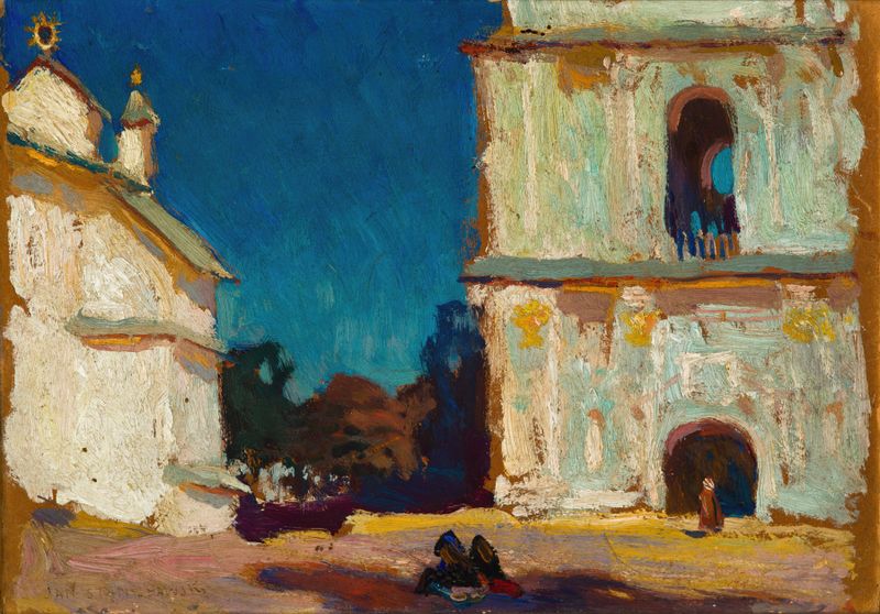Campanário da Catedral Ortodoxa de São Sofía em Kyiv, óleo sobre tela de Jan Stanisławski
