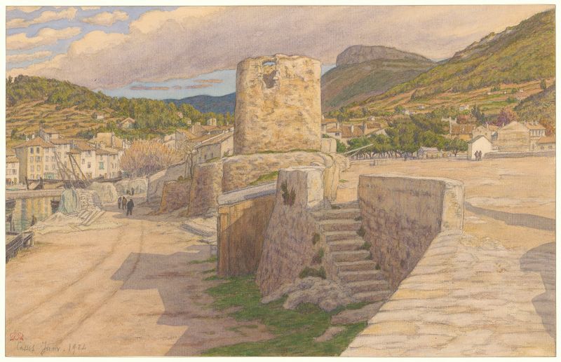 Cassis by Henri Rivière, depicting a tranquil marine landscape, oil painting.