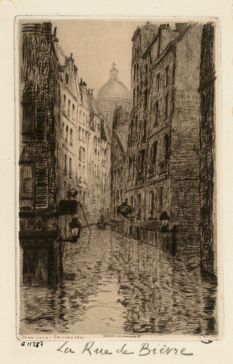 Paisagem de La Rue de Bièvre de Jean-Jules Dufour, óleo sobre tela