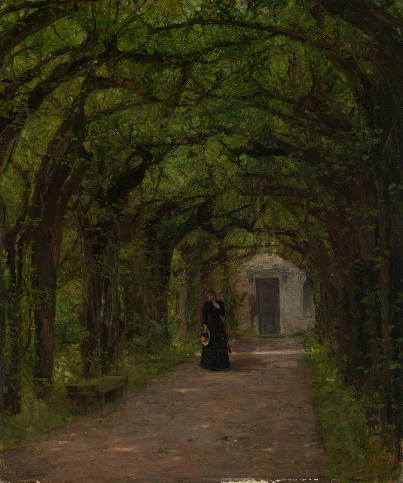 Cena botânica com folhas verdes e luz suave, pintura a óleo de Fanny Edle von Geiger-Weishaupt