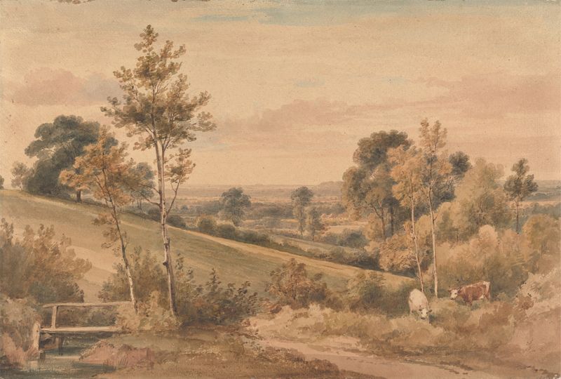 Landscape of Little Bushey, Hertfordshire by Henry Edridge, medium unknown