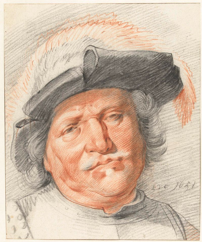 Portrait of a man by Leendert van der Cooghen, 1651, paper