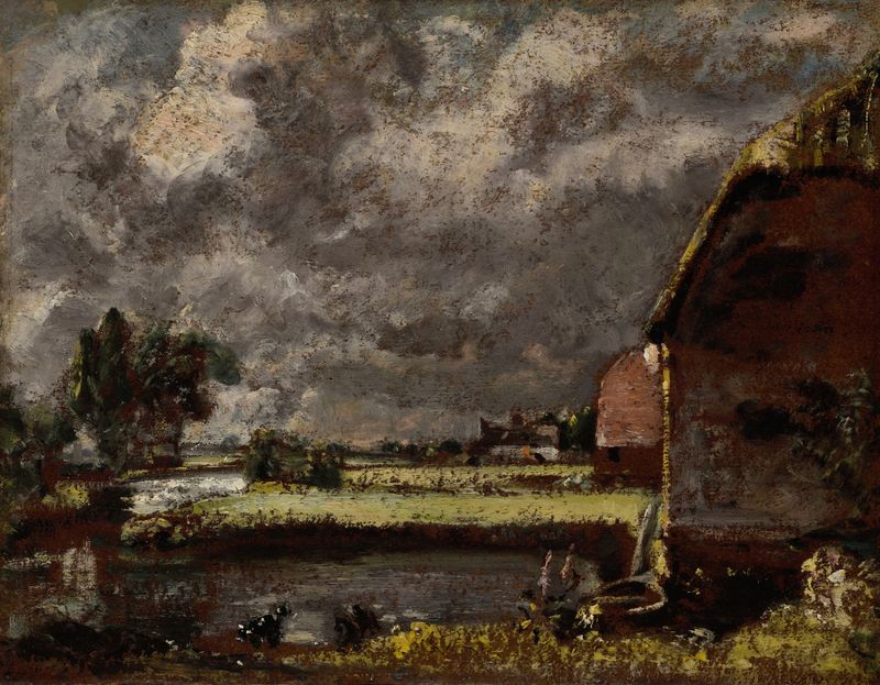 A View on the Banks of the River Stour by John Constable, oil on canvas depicting a serene river landscape.
