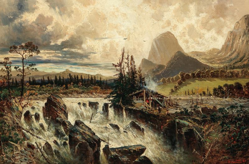 Mühlsturzhorn de Theodor Von Hörmann, pintura al óleo que representa montañas y nubes