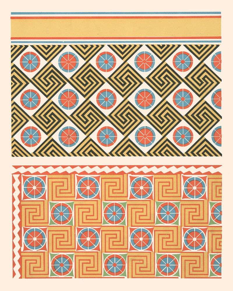 Ceiling design with intricate patterns and colors by Gustave Jéquier, 1911