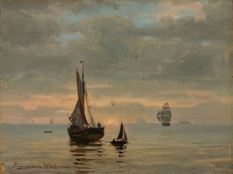 Pintura figurativa al óleo de Amaldus Nielsen con colores vibrantes y pinceladas suaves.