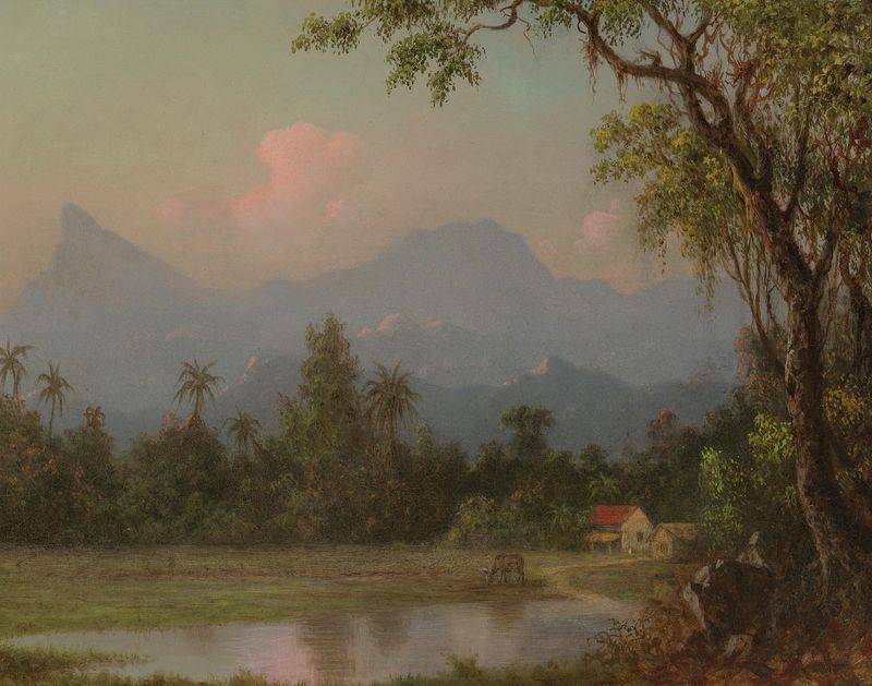 Paisaje sudamericano con una cabaña, óleo sobre lienzo de Martin Johnson Heade