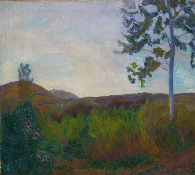 Landscape with hills and sky, oil painting by Thorvald Erichsen