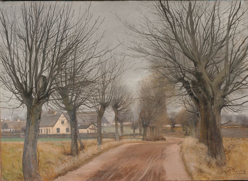A Road near Vinderød by Laurits Andersen Ring, oil on canvas depicting a winding road.