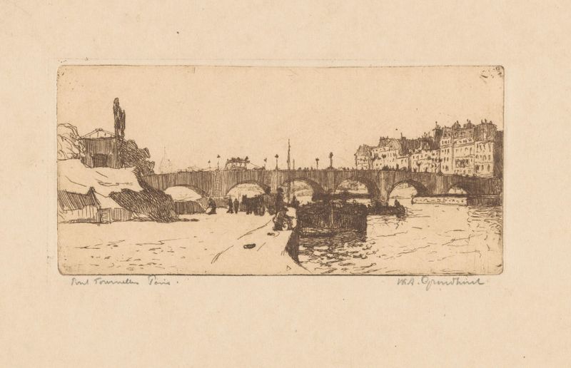 Paisagem de Pont de la Tournelle, óleo sobre tela de Willem Adrianus Grondhout