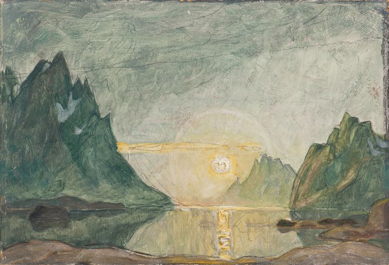 Oil painting by Anna Boberg depicting a twilight landscape in North Norway