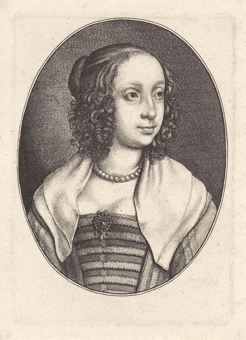 Grabado de Catharina Howard, reina de Inglaterra, por Wenceslaus Hollar