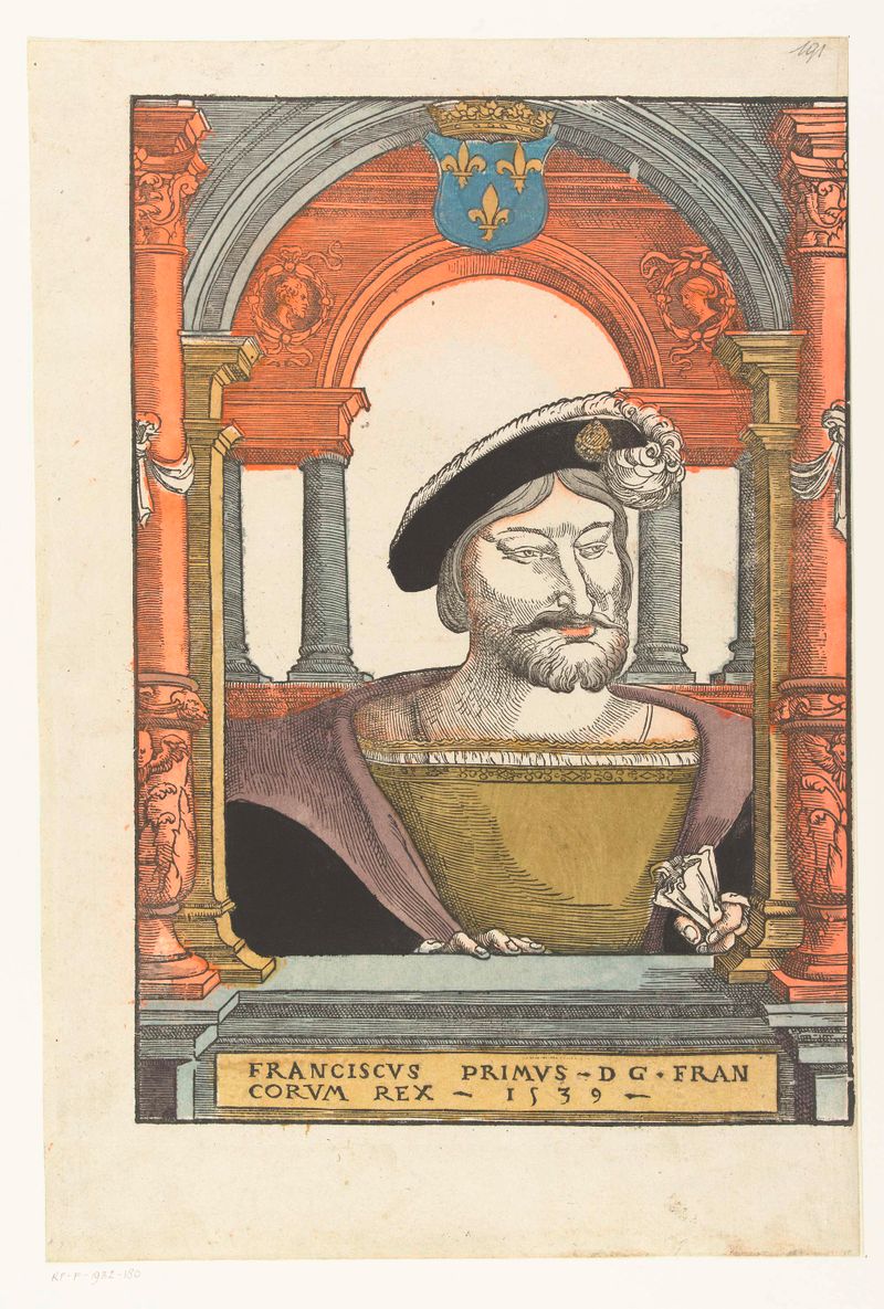 Retrato del rey Francisco I de Francia, óleo sobre madera de Hans Liefrinck