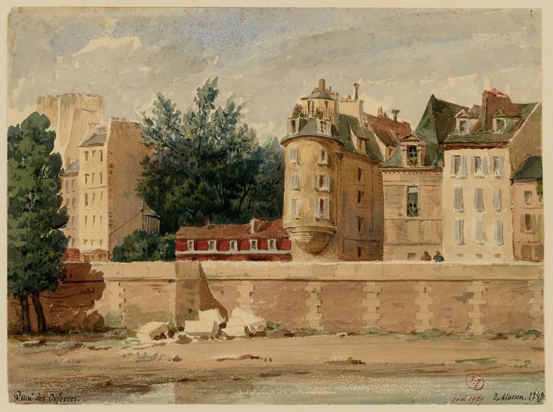 Ancienne Préfecture de Police en 1849 by Louis-Martial-Théodat Masson, oil on canvas depicting a historical building