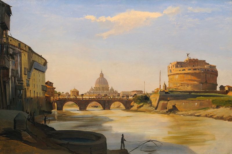 View of Castel Sant’angelo, Rome, oil on canvas by Ippolito Caffi