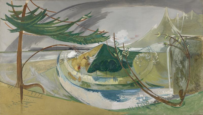 Abstract artwork Cycle by Walter Kurt Wiemken, featuring circular forms and muted colors.
