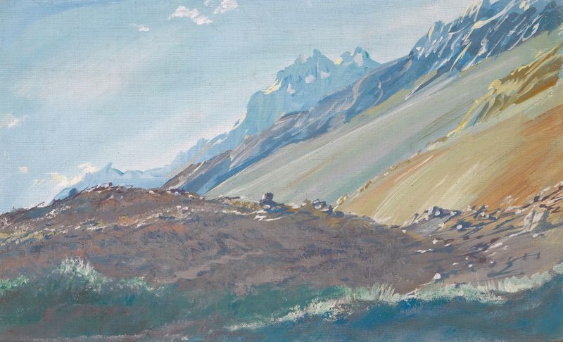 Landscape of the Karakoram Mountains, oil on canvas by Alexandre Jacovleff