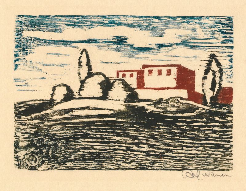 Landscape with a house in nature by Karl Wiener, modernism