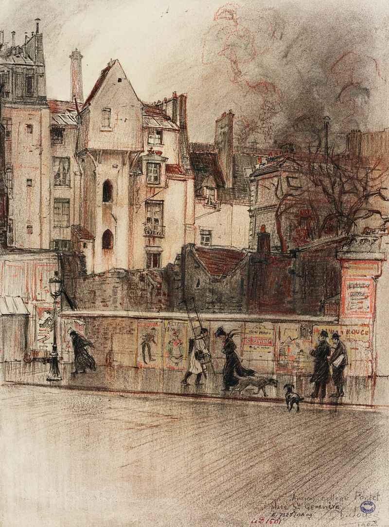 La tour de Calvin by Charles Jouas, depicting a tower in warm light, medium unknown.