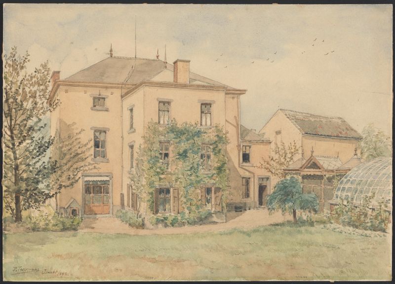 Arquitetura de Maison de la famille du notaire Emile Jacqmain-Boucqueau por Jean-François Taelemans, pintura a óleo