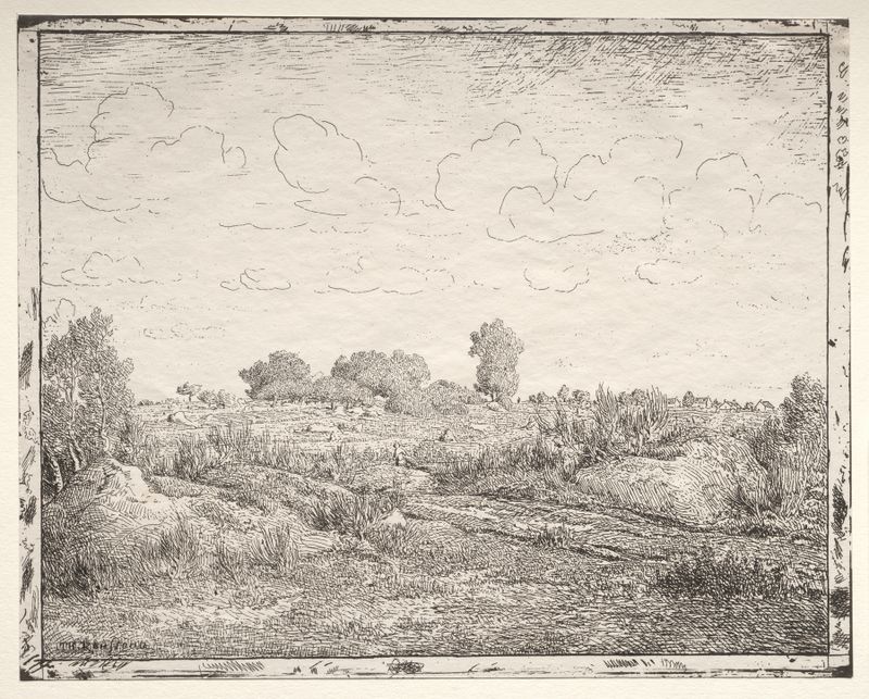 Paisaje con árboles y luz, pintura al óleo de Théodore Rousseau