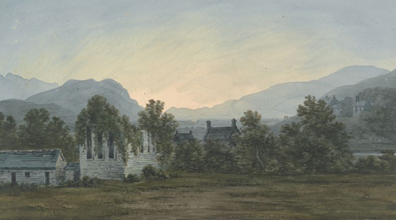 The Ruins of Cymer Abbey on the Mawddach River, watercolor by John Warwick Smith